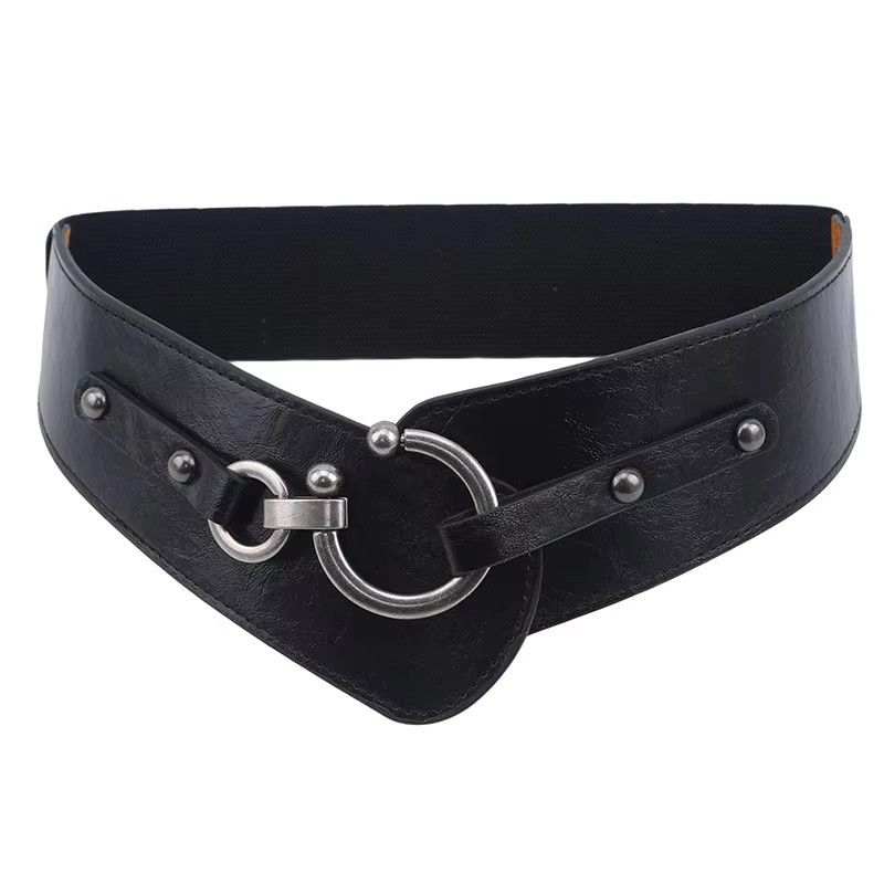 Fashion Gold Semi-Circular Buckle Wide Belt Female Brown/Black/Wine Red Pu Leather Waist Belts For Women Dress Pants Brand New