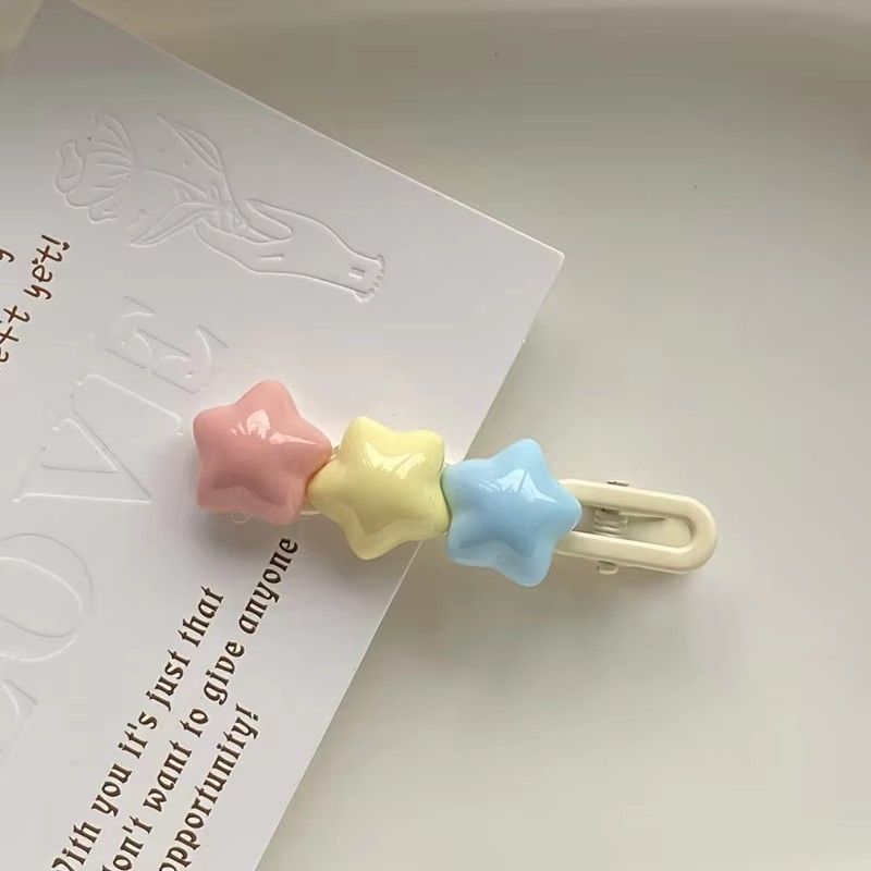 Cute Candy Color Star Hairpin Sweet Pentagram Hair Clips Side Bang Barrettes For Girls Y2k Hair Accessories