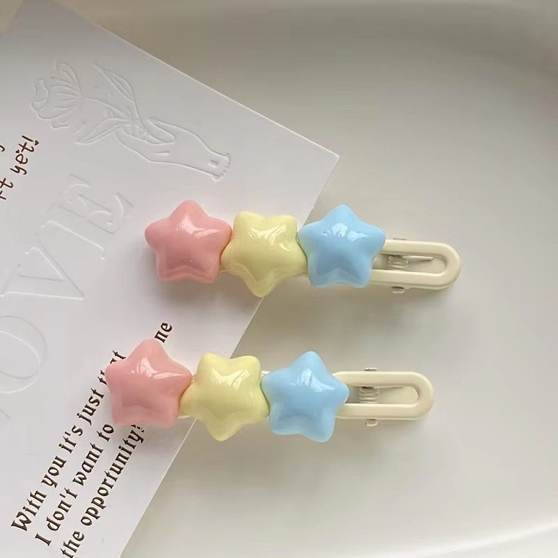 Cute Candy Color Star Hairpin Sweet Pentagram Hair Clips Side Bang Barrettes For Girls Y2k Hair Accessories