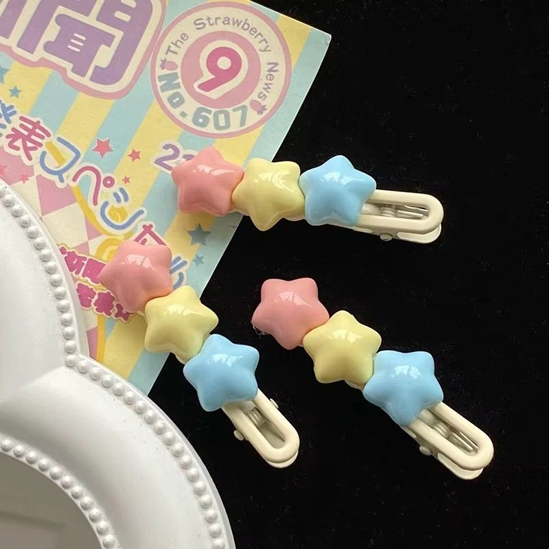 Cute Candy Color Star Hairpin Sweet Pentagram Hair Clips Side Bang Barrettes For Girls Y2k Hair Accessories