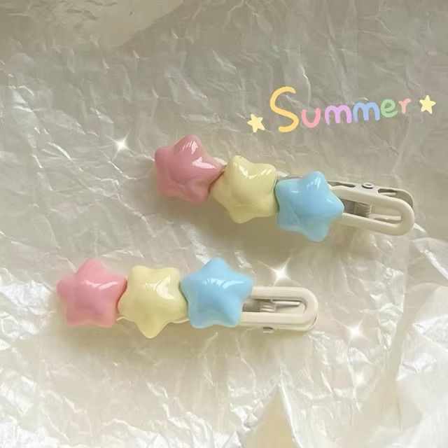 Cute Candy Color Star Hairpin Sweet Pentagram Hair Clips Side Bang Barrettes For Girls Y2k Hair Accessories