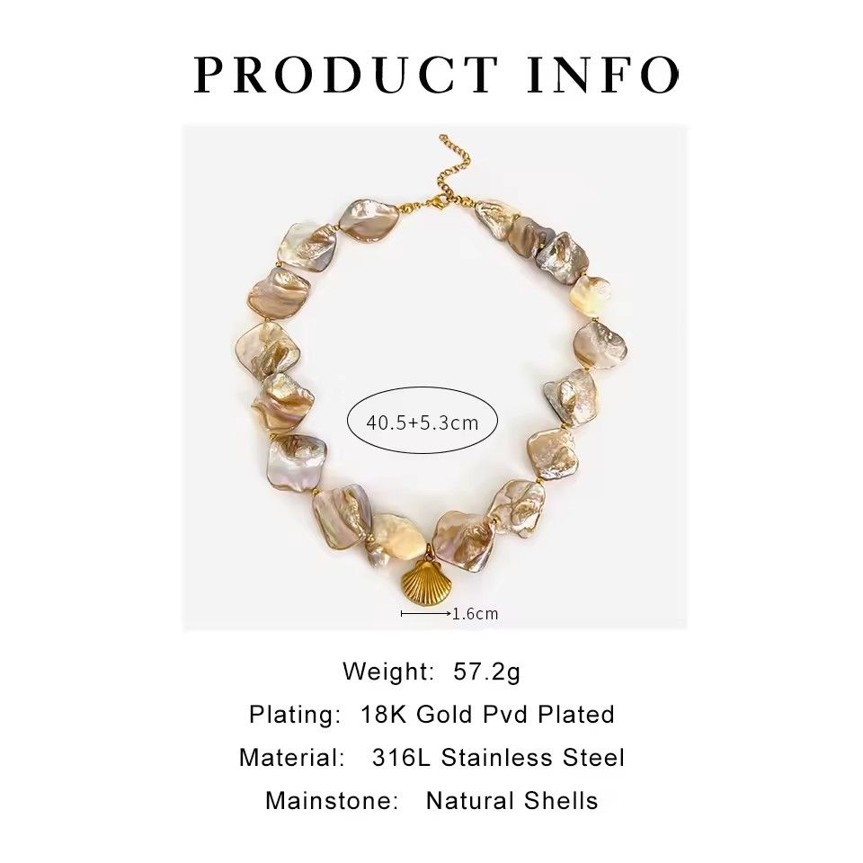 Bohemian Trendy Natural Shell Choker Necklace for Women 18K Gold Plated Seashell Pendant Necklaces Beach Party Jewelry