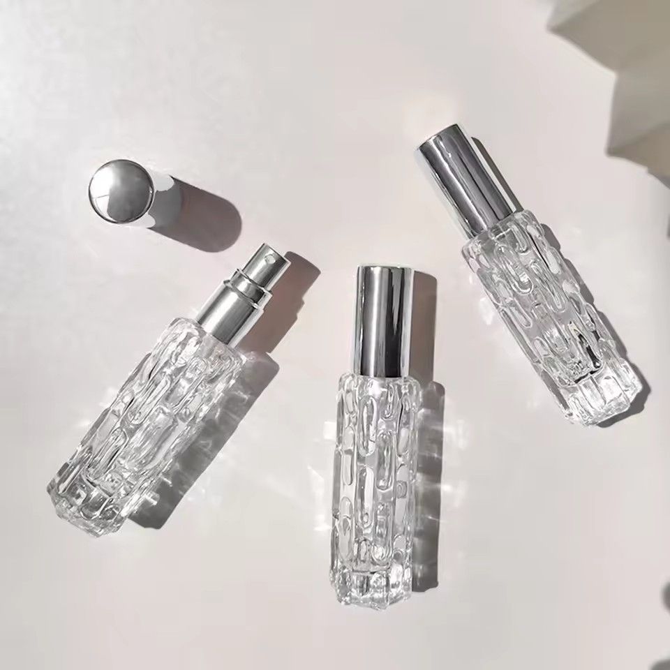 1pc-10ml glass perfume spray bottle Aluminum spray head perfume dispenser bottle press empty bottle
