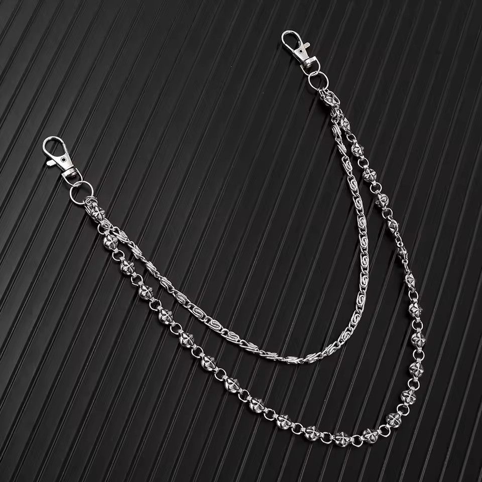A Harajuku Style Street Hip-Hop Jeans Chain with Personalized Punk Style Double-Layer Waist Chain for Men and Women Accessories