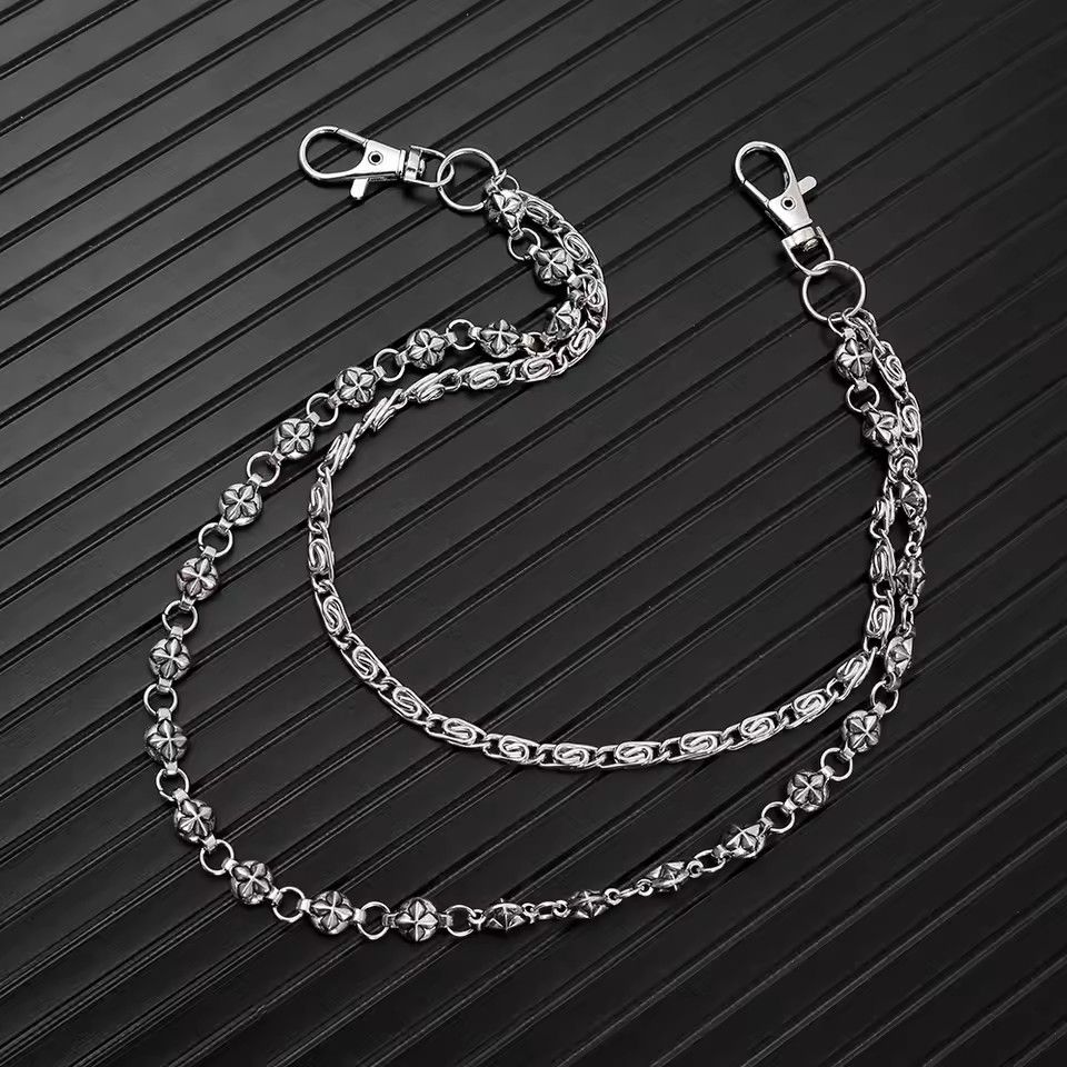 A Harajuku Style Street Hip-Hop Jeans Chain with Personalized Punk Style Double-Layer Waist Chain for Men and Women Accessories