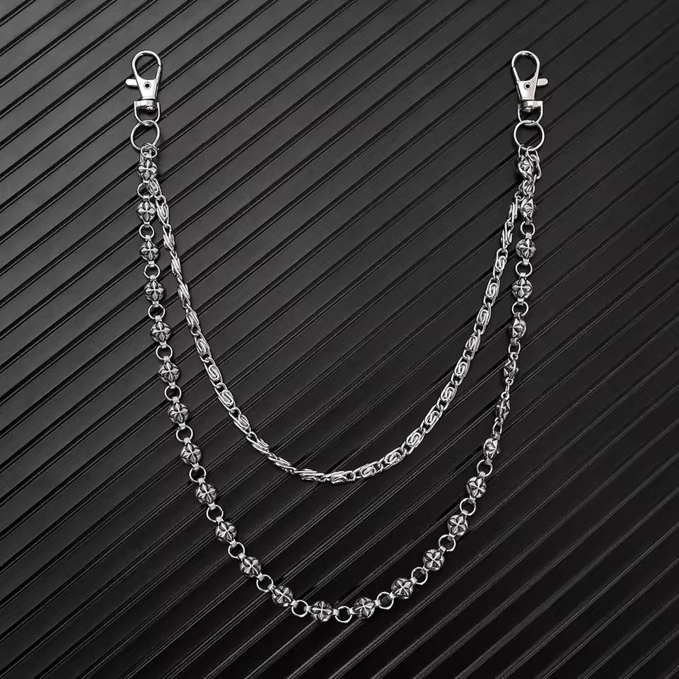 A Harajuku Style Street Hip-Hop Jeans Chain with Personalized Punk Style Double-Layer Waist Chain for Men and Women Accessories