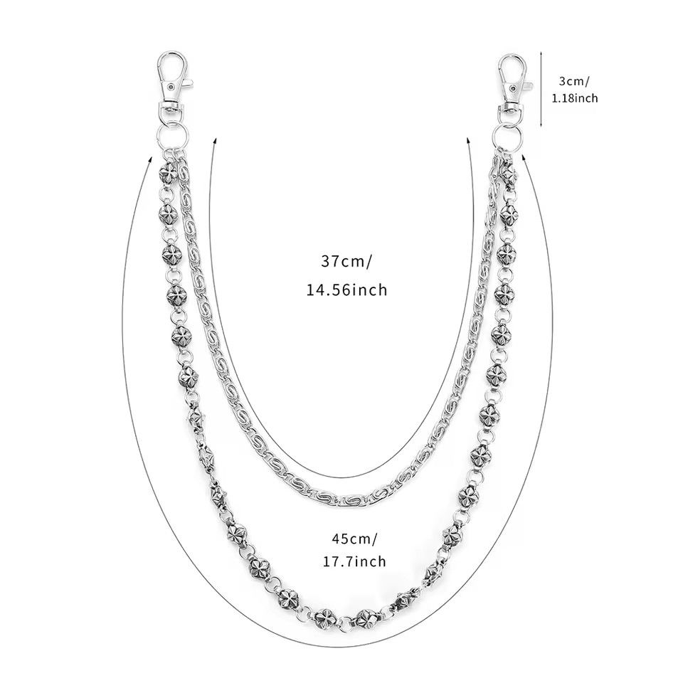 A Harajuku Style Street Hip-Hop Jeans Chain with Personalized Punk Style Double-Layer Waist Chain for Men and Women Accessories