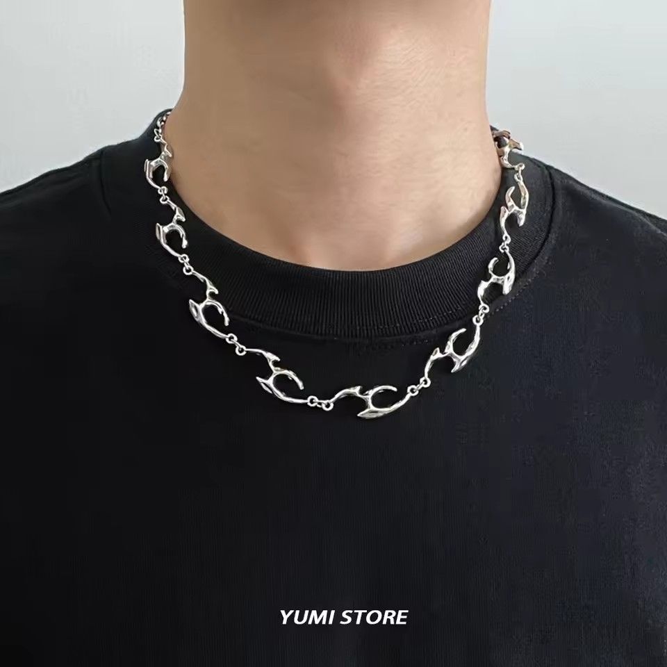 New Trend Irregular Titanium Steel Necklace For Man Luxury Collar Chain Unisex Jewelry Street Hip Hop Accessories Wholesale