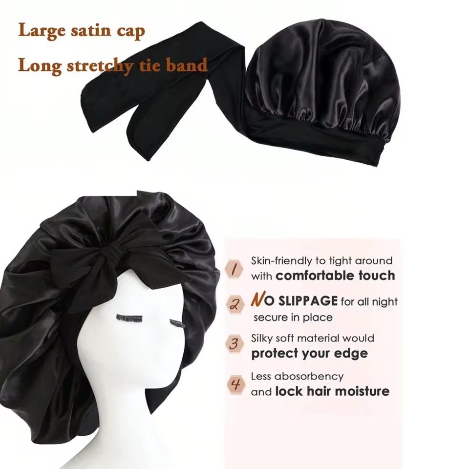 Satin Bonnet Silk Bonnet Adjustable Bonne For Sleeping Hair Bonnet With Tie Band Bonnets For Women Men