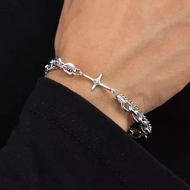 Y2K Vintage Star Bracelet Punk Multilayer Chain Bracelets for Women Hip Hop Jewelry Man Trendy Aesthetic Bangles Fashion New
