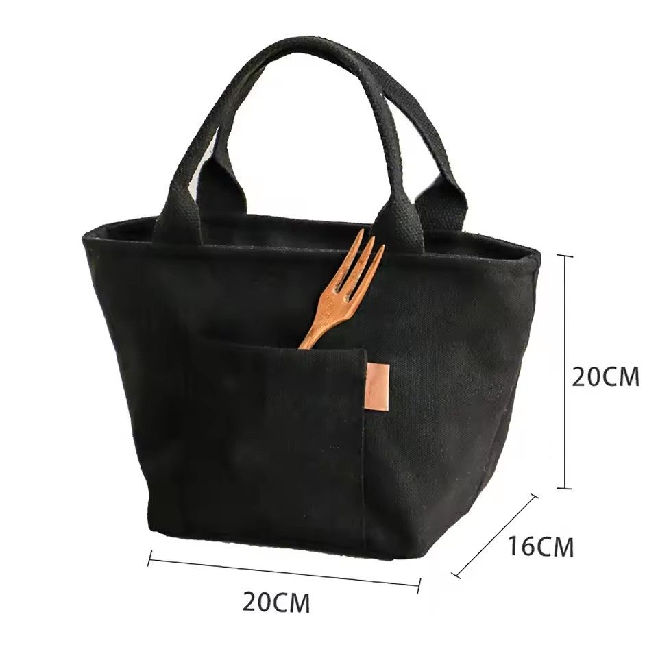 Versatile Canvas Insulated Lunch Bag with Zipper - Portable Storage Tote for Travel & Picnics, Easy-Clean Square Organizer