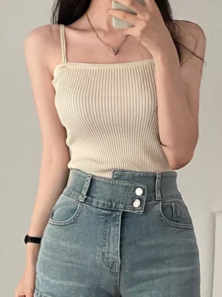 2025 Casual Women Halter Crop Tops Summer Sleeveless Camis Backless Strap Tank Top Slim Solid Short Female Tube Cropped Vest
