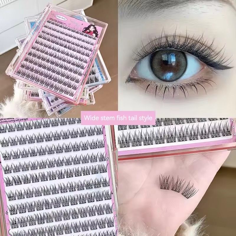 Gege Bear No-Glue False Eyelashes - Easy 3-Step Application, Natural Look, Perfect for Beginners with Sunflower Desig