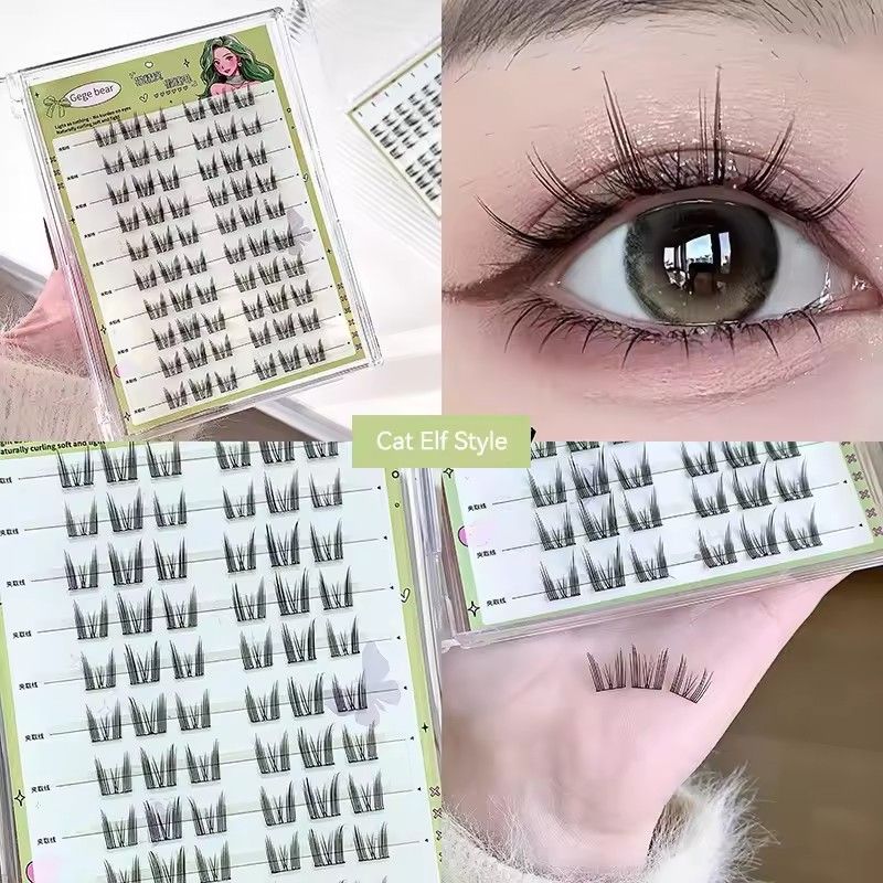 Gege Bear No-Glue False Eyelashes - Easy 3-Step Application, Natural Look, Perfect for Beginners with Sunflower Desig