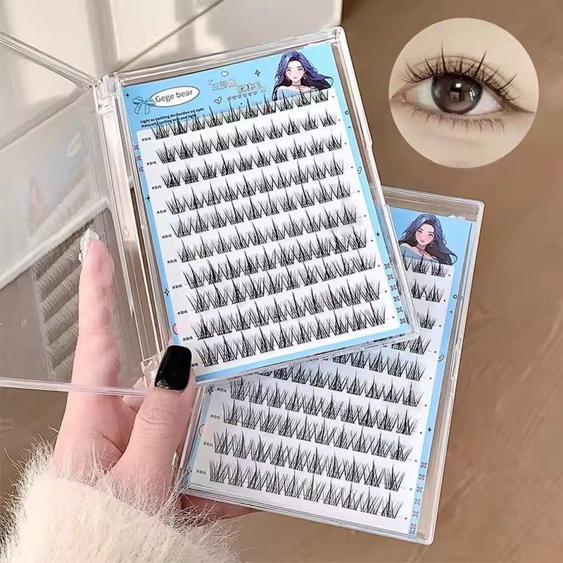 Gege Bear No-Glue False Eyelashes - Easy 3-Step Application, Natural Look, Perfect for Beginners with Sunflower Desig