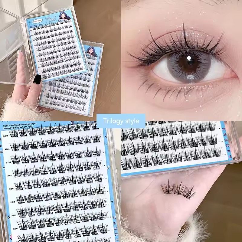Gege Bear No-Glue False Eyelashes - Easy 3-Step Application, Natural Look, Perfect for Beginners with Sunflower Desig