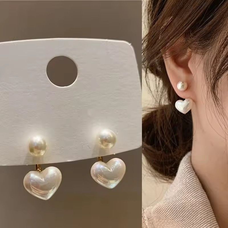 925 Silver Needle Korean Fashion Imitation Pear Earrings For Women Jewelry 2025 Trending New Luxury Women's Heart Stud Earrings
