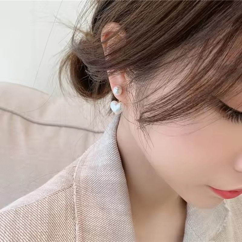 925 Silver Needle Korean Fashion Imitation Pear Earrings For Women Jewelry 2025 Trending New Luxury Women's Heart Stud Earrings