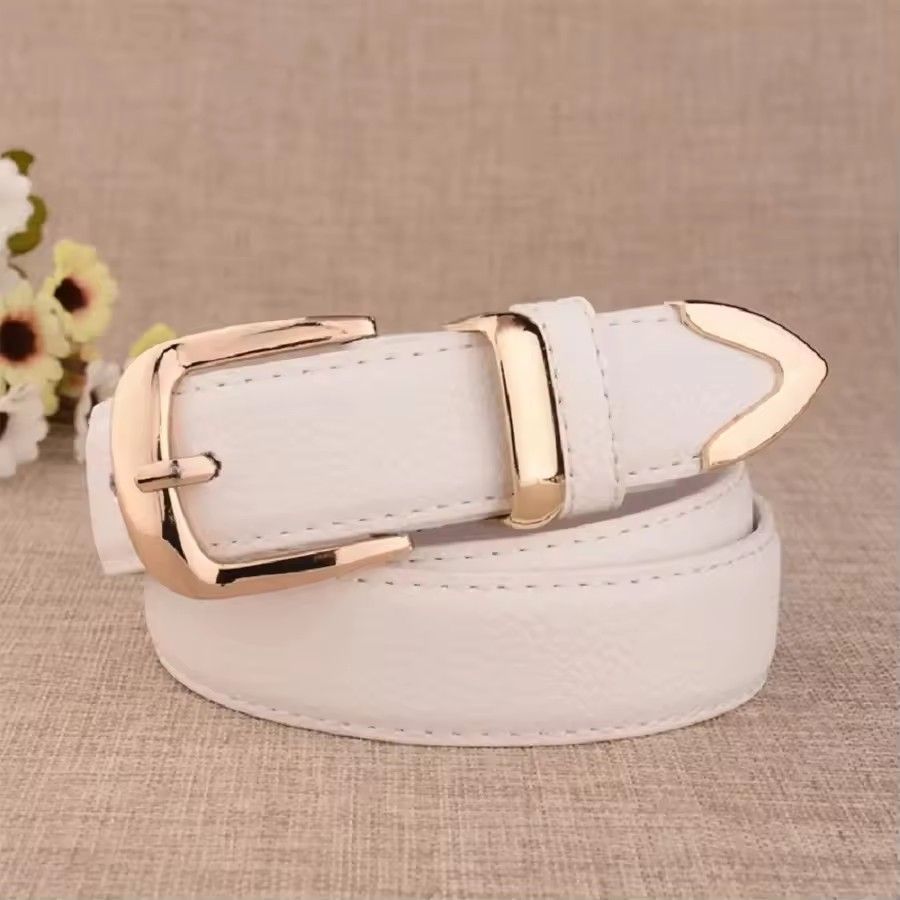 Women's Trousers Belt Leather Trend White Belt Fashion High Quality Trouser Belts Solid Vintage Pin Buckle Ladies Strap