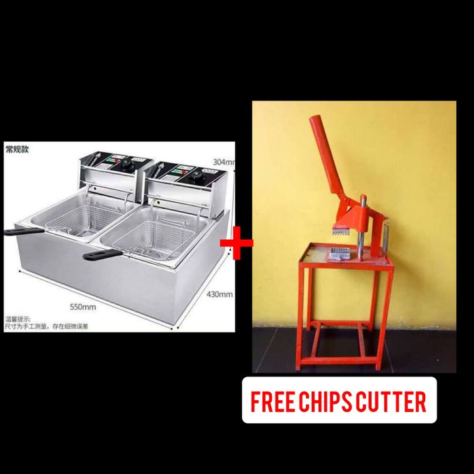 Redberry 6L+6L Double Electric Chips Deep Fryer Machine+CHIPS CUTTER