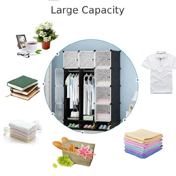 [Special Offer]  3 Columns Heavy Plastic Wardrobe,Storage Shelf With Shoes Storage Box for Books Clothes Toys Sundries Space Saving Household Organizer