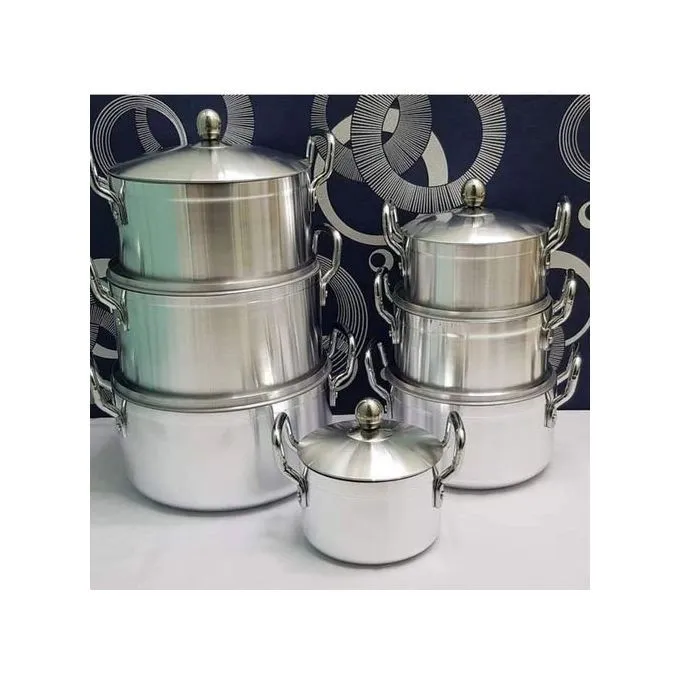 14pcs Cookware Set  Heavy Duty Cooking Pot Sufuria  Stainless Steel Cooking Pots with Lids | 28cm-16cm for Everyday Use