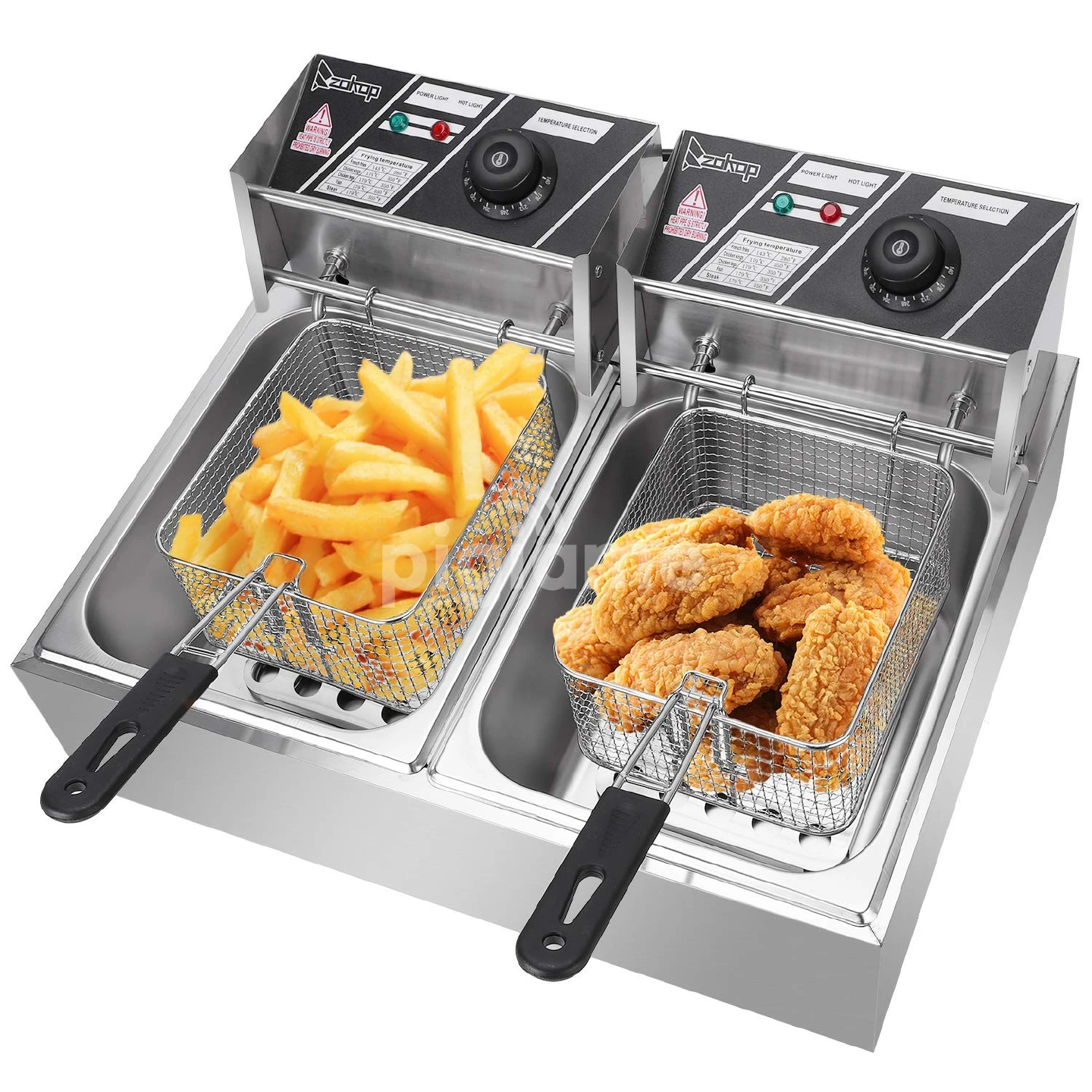 Wngreat Commercial Chips 6L + 6L Stainless Steel Deep Fryer  Double Tank  Commercial Chip  Professional Commercial Double frier Machine  6L+ 6L Stainless Steel Deep Fryer Commercial Chip