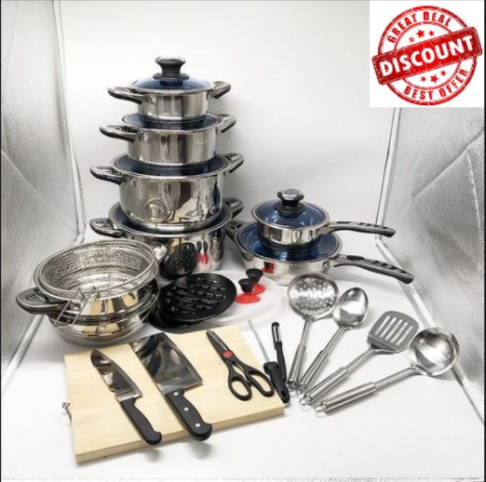[OFFER 🎉 OFFER🎉 ] Marwa German Life 30pcs Stainless  Sufuria Heavy Stainless Cookware Set Sufurias Cooking Pots