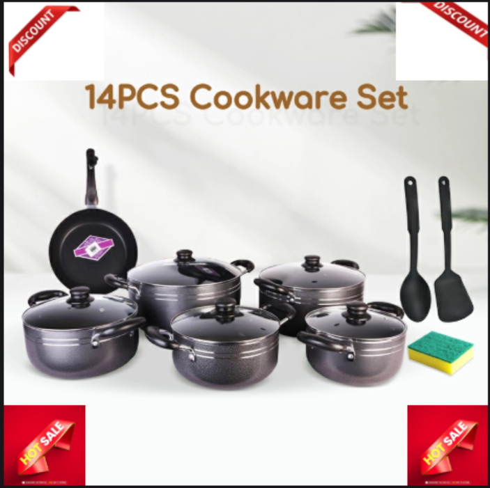 14 Pcs Nonstick Sufuria Cooking Pots  [ OFFER 🎉 ] Heavy Duty 14 Pieces Non Stick Cooking Pots and Pan Sufuria Set