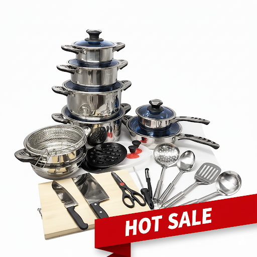 [OFFER 🎉 OFFER🎉 ] Marwa German Life 30pcs Stainless  Sufuria Heavy Stainless Cookware Set Sufurias Cooking Pots