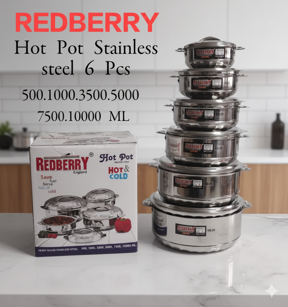Big Hotpot Serving Dish 6pcs Hotpot Set - & Casserole Dish | Heavy Duty Stainless Steel (500ml-10000ml) - Keeps Food Warm 6+ Hours