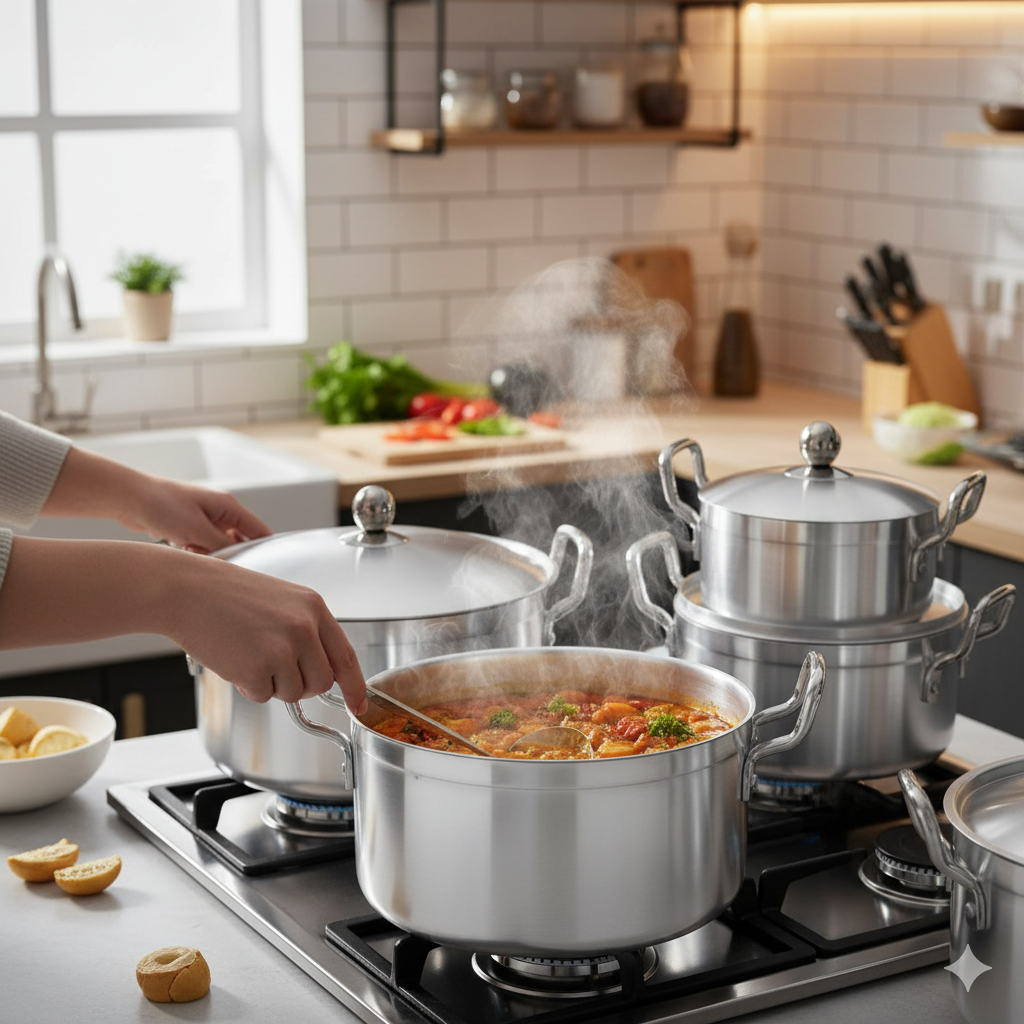 14pcs Cookware Set  Heavy Duty Cooking Pot Sufuria  Stainless Steel Cooking Pots with Lids | 28cm-16cm for Everyday Use