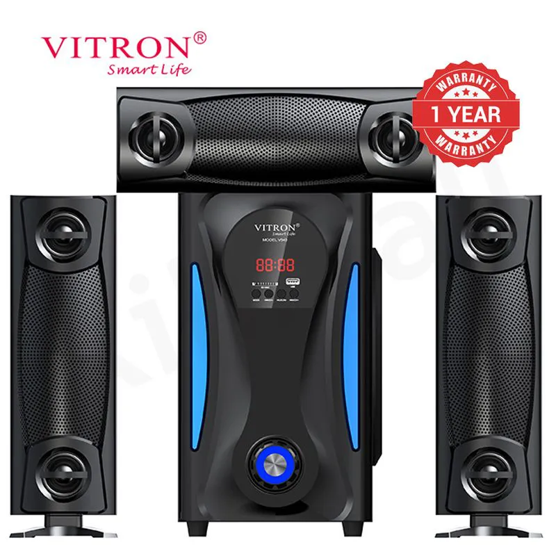 Vitron 3.1CH X-Bass Bluetooth Speaker  System with Remote Control V643 Home Theatre Bluetooth Woofer Speaker System Subwoofer Home Audio System USB SD MP3 FM Radio 100