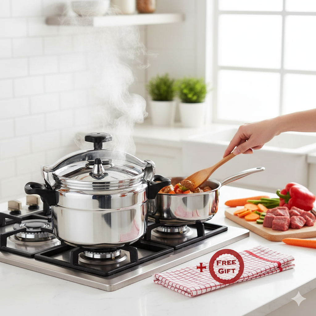 Pressure Cooker  5L Sufuria With Free Kitchen Towel Pressure Cooker  Explosion Proof  5l . Thickened Aluminium, Easy Lock Lid, Fast Cooking, With Free Kitchen Towel Perfect for beans, rice, stews, and