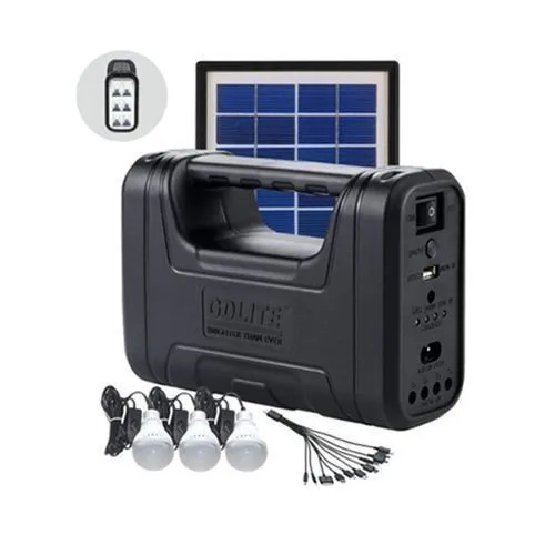 GD Lite Solar Full Kit Lighting System - 6V Built-In Rechargeable Battery, Solar-Powered Outdoor & Indoor Lighting Solution