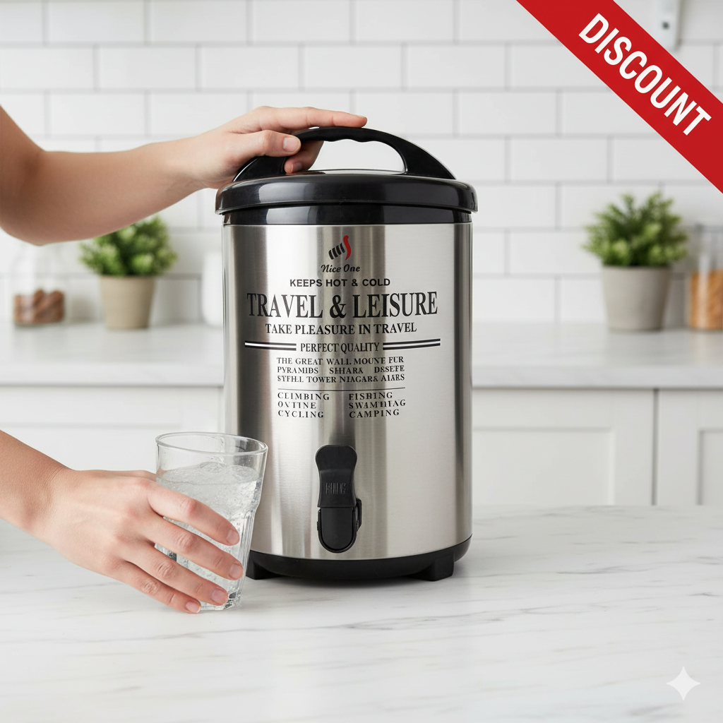 Commercial Tea Urn 9.5L Stainless Steel Portable Flask Hot & Cold Water Dispenser for Office, Catering & Events | Heavy-Duty Insulated Flask