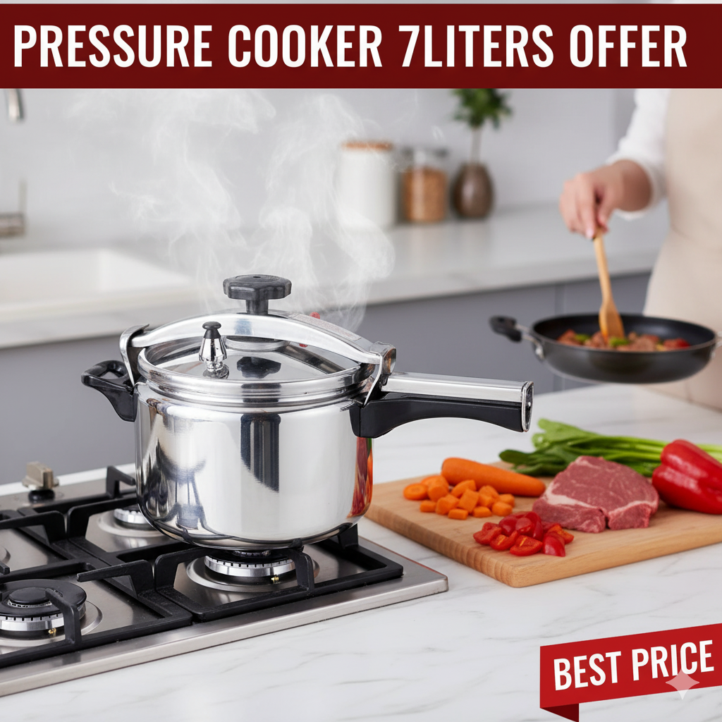 7L Pressure Cooker Large Cookware Sufuria - Explosion Proof - 7L Sufuria. Thickened Aluminum, Easy Lock Lid, Fast Cooking,