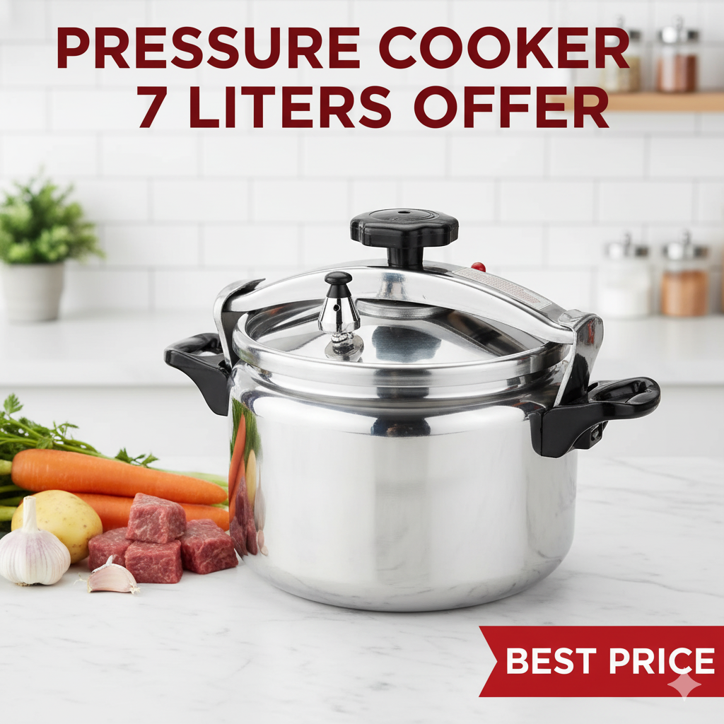 7L Pressure Cooker Large Cookware Sufuria - Explosion Proof - 7L Sufuria. Thickened Aluminum, Easy Lock Lid, Fast Cooking,