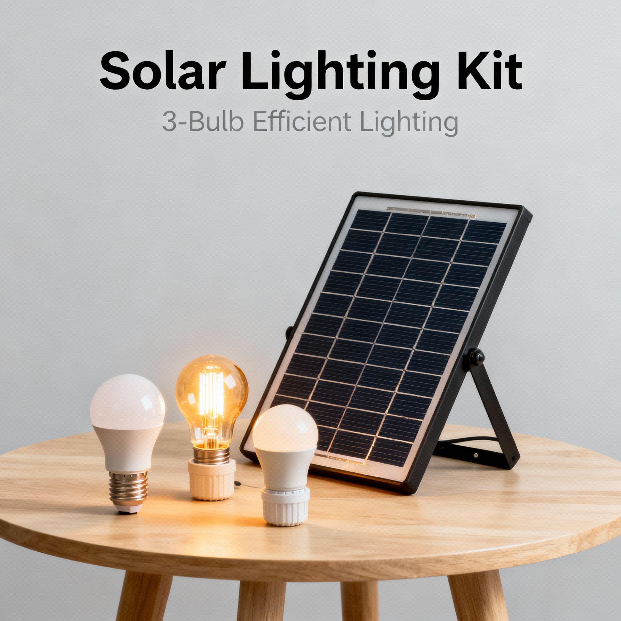 KamiSafe Solar Panel Kit Lighting System Kit with 3 LED Lights, Solar Panel, Power Cable & Phone Charger | Outdoor Solar Light for Garden, Pathway, Home & Emergency Use