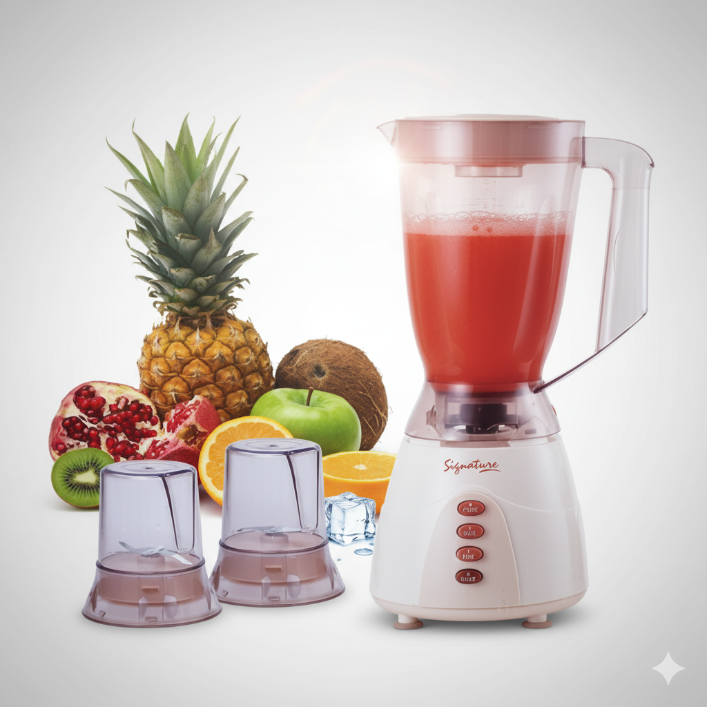 Signature 3-in-1 Blender with Grinder & Chopper | 1.5L Multi-Function Blender for Smoothies, Spices & Food Prep
