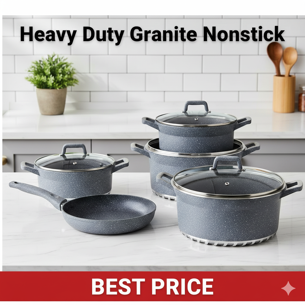 10pcs Bosch Heavy Duty Granite Nonstick Sufuria Cookware Set Cooking Pots  For Cooking & Serving German Engineered Pots |