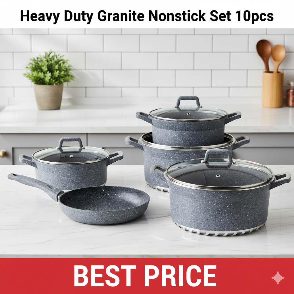 10pcs Bosch Heavy Duty Granite Nonstick Sufuria Cookware Set Cooking Pots  For Cooking & Serving German Engineered Pots |