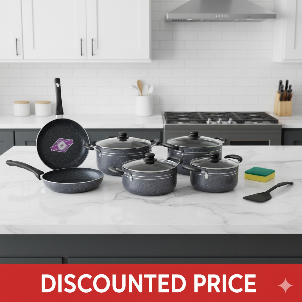 14-Piece Nonstick Sufuria Set - Heavy Duty Cooking Pots and Pans for Gas, Induction & Electric Stovetops