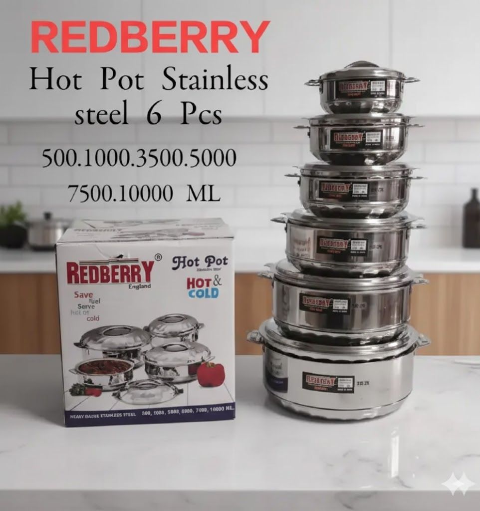 Big Hotpot Serving Dish 6pcs Hotpot Set - & Casserole Dish | Heavy Duty Stainless Steel (500ml-10000ml) - Keeps Food Warm 6+ Hours