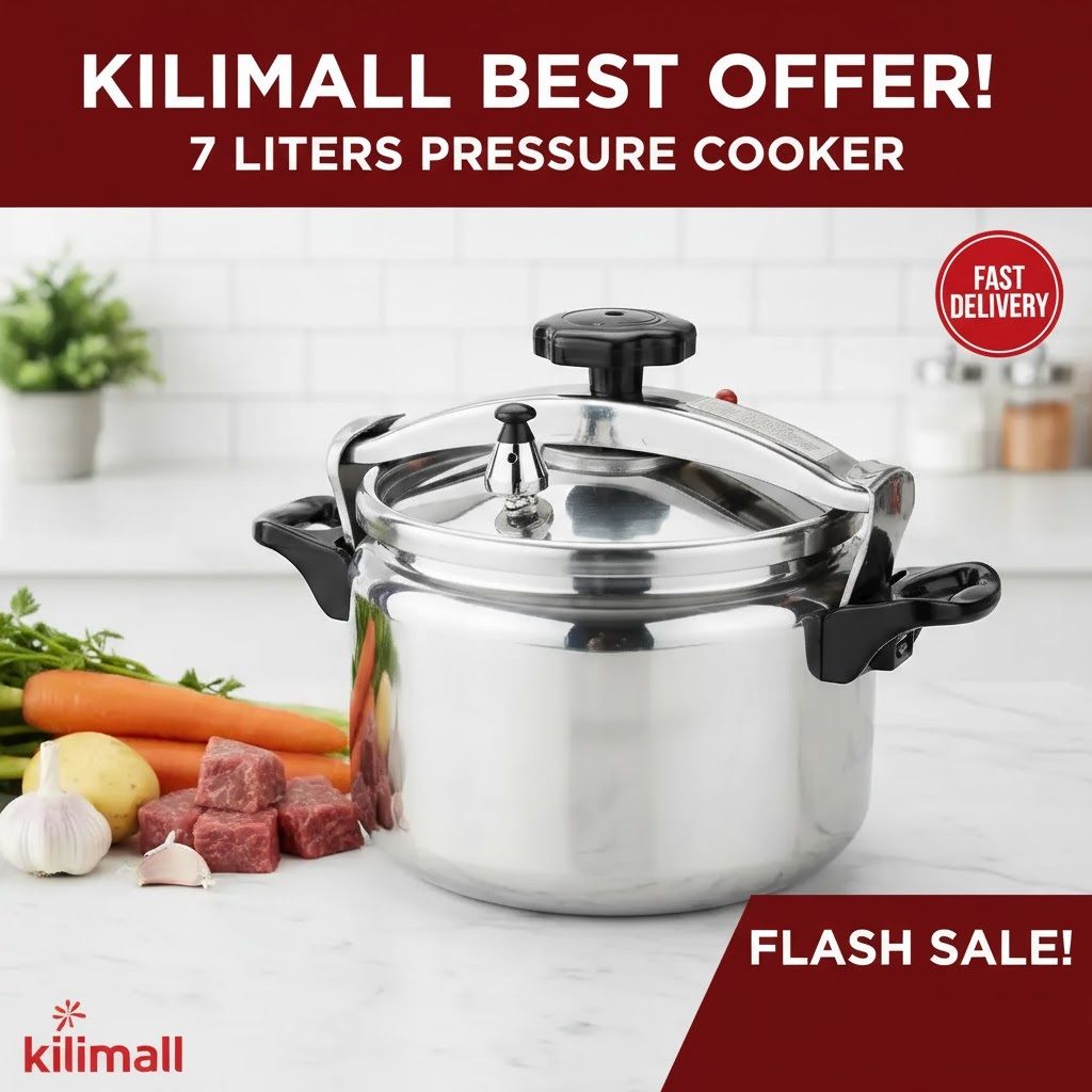 7L Pressure Cooker Large Cookware Sufuria - Explosion Proof - 7L Sufuria. Thickened Aluminum, Easy Lock Lid, Fast Cooking,