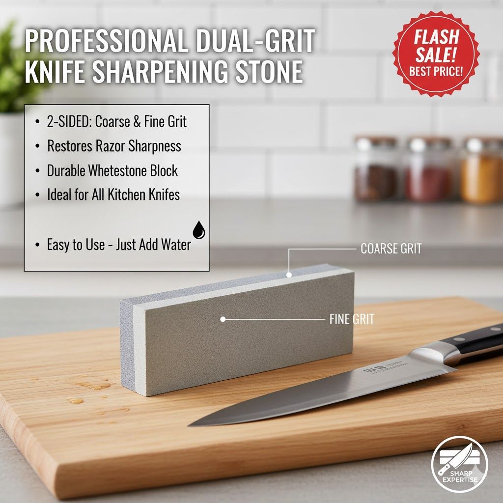 Knife Sharpener Dual-Sided Wetstone - 400/1000 Grit Sharpening Brick for Fine Blades