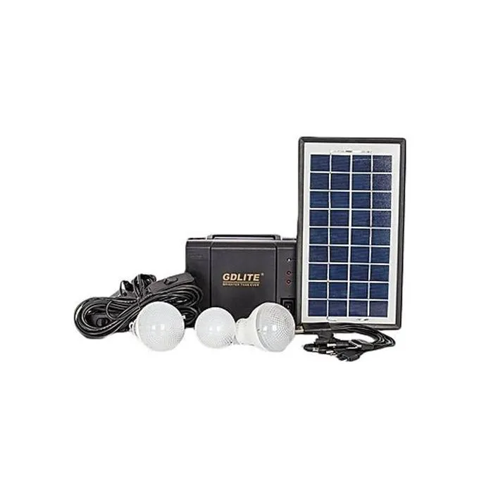 GD Lite Solar Panel Kit with 3 Bulbs & Phone Charger Rechargeable Solar Lighting System for Home & Outdoor Use