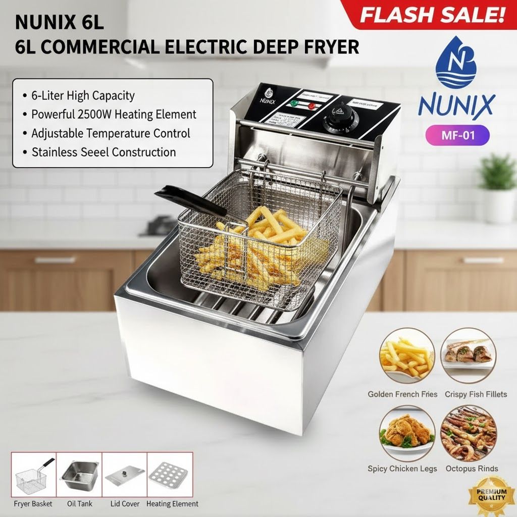 Nunix Commercial Deep Fryer Chips 6L Large Chips Frier Commercial Electric Deep Fryer Commercial Chip Cooking Machine
