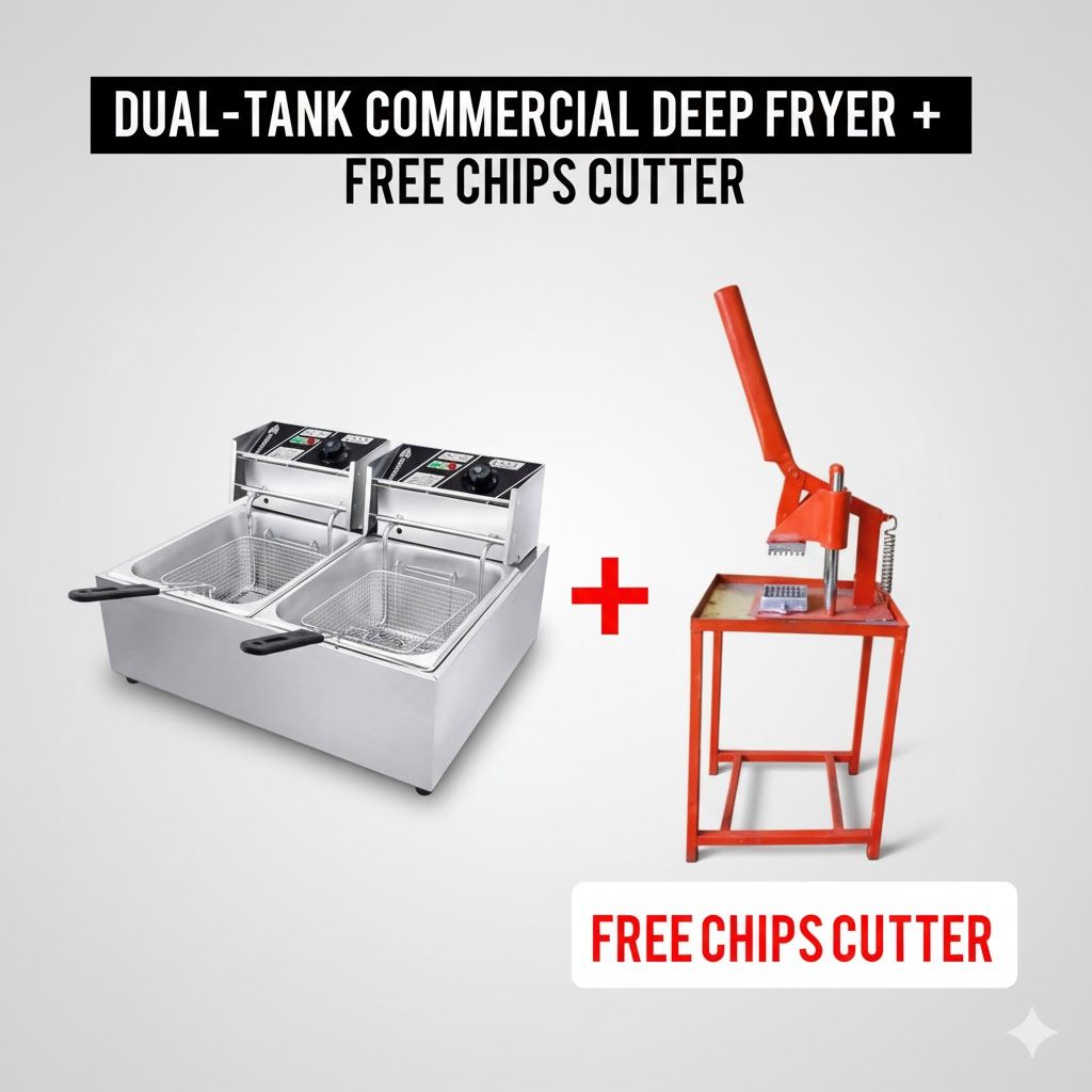 Redberry 6L+ 6L Double tank Deep Fryer Machine+ CHIPS CUTTER  commercial chip cutter chip cooking machine