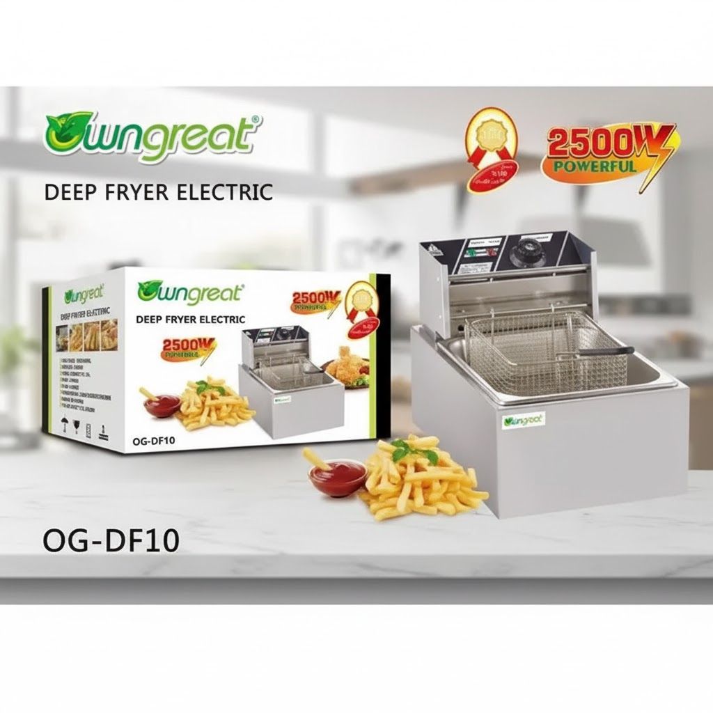 Wngreat Deep Fryer 6L Stainless Steel Electric Deep Fryer  Perfect for Commercial & Home Use with Adjustable Temperature, Removable Basket & Large  Commercial Cooking